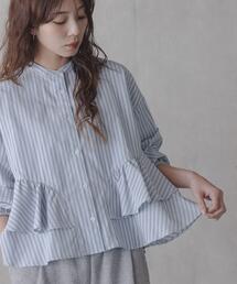 URBAN RESEARCH Sonny Label（アーバンリサーチサニーレーベル）の「『WEB限定』バンドカラーフリルストライプシャツ（シャツ/ブラウス）」