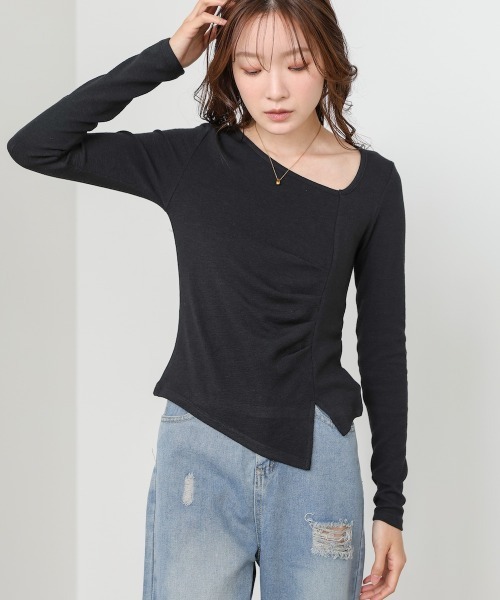 Bab(バブ)の「変形ネックトップス(Tシャツ/カットソー・レディース・ブラック/ブラウン/ホワイト/グレー・FREE)」の19枚目の写真