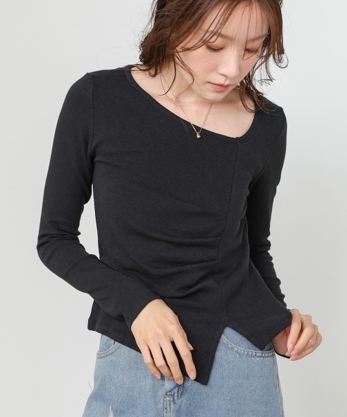 Bab(バブ)の「変形ネックトップス(Tシャツ/カットソー・レディース・ブラック/ブラウン/ホワイト/グレー・FREE)」の20枚目の写真