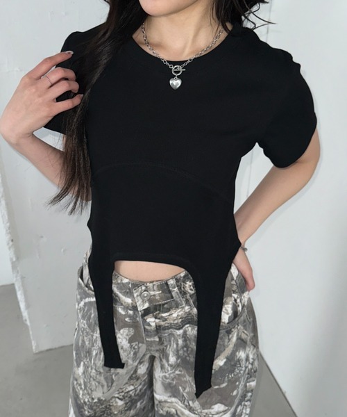 Bamm(バム)の「ガーターベルトピチTシャツ(Tシャツ/カットソー・レディース・チャコールグレー/ブラック/ホワイト・FREE)」の10枚目の写真
