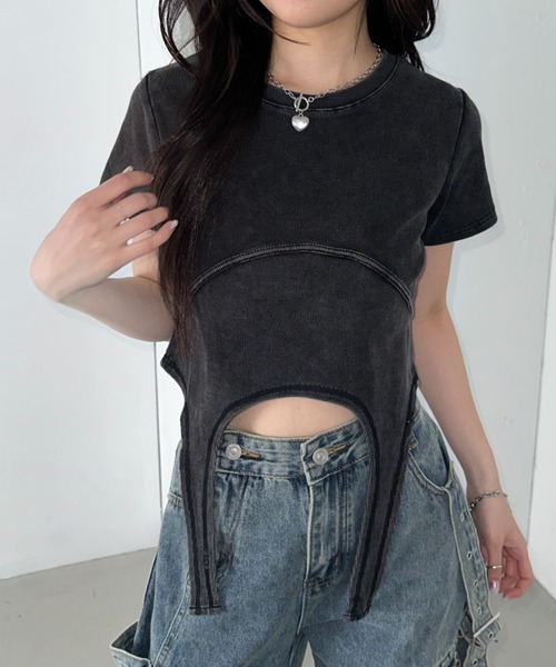 Bamm(バム)の「ガーターベルトピチTシャツ(Tシャツ/カットソー・レディース・チャコールグレー/ブラック/ホワイト・FREE)」の15枚目の写真