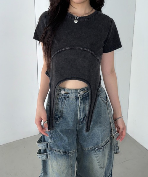 Bamm(バム)の「ガーターベルトピチTシャツ(Tシャツ/カットソー・レディース・チャコールグレー/ブラック/ホワイト・FREE)」の17枚目の写真