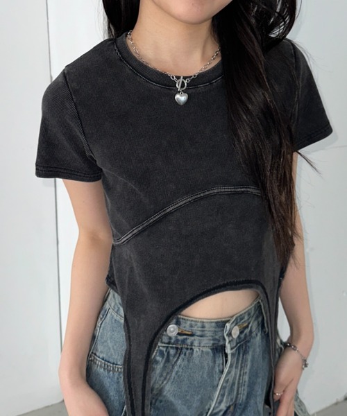 Bamm(バム)の「ガーターベルトピチTシャツ(Tシャツ/カットソー・レディース・チャコールグレー/ブラック/ホワイト・FREE)」の16枚目の写真