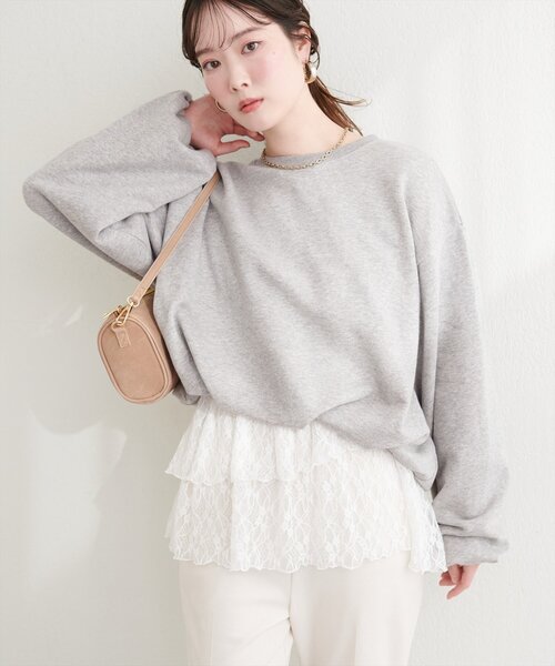 natural couture（ナチュラルクチュール）の「バルーンシルエットプルオーバー（スウェット・レディース・ベージュ/チャコールグレー/グレー・FREE）」の9枚目の写真