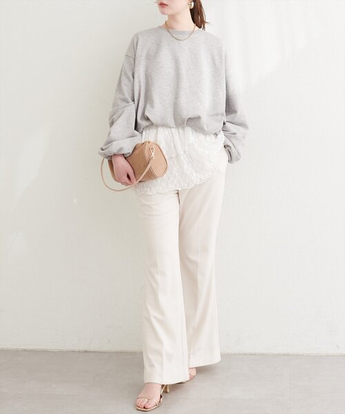 natural couture（ナチュラルクチュール）の「バルーンシルエットプルオーバー（スウェット・レディース・ベージュ/チャコールグレー/グレー・FREE）」の10枚目の写真