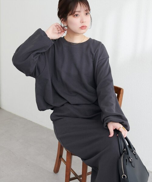 natural couture（ナチュラルクチュール）の「バルーンシルエットプルオーバー（スウェット・レディース・ベージュ/チャコールグレー/グレー・FREE）」の13枚目の写真