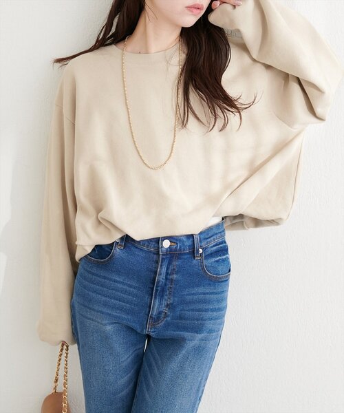 natural couture（ナチュラルクチュール）の「バルーンシルエットプルオーバー（スウェット・レディース・ベージュ/チャコールグレー/グレー・FREE）」の21枚目の写真