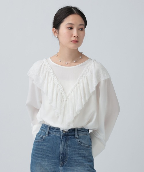 LEPSIM(レプシィム)の「カットレースフリルブラウス 634639(シャツ/ブラウス・レディース・ブラック/ベージュ/オフホワイト・FREE)」の5枚目の写真