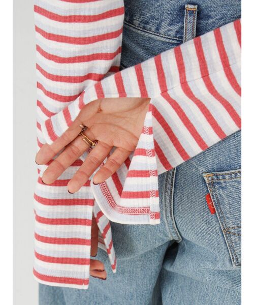 Ungrid（アングリッド）の「【WEB限定】オフショルダーボーダーロングスリーブTee（Tシャツ/カットソー・レディース・ブラウン/レッド/イエロー・FREE）」の15枚目の写真