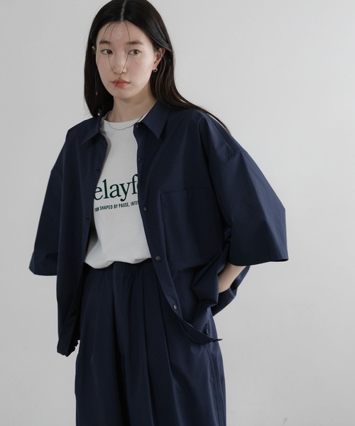 LOWRYS FARM（ローリーズファーム）の「SETUP可能【LFM(U)】DRYMIXショートシャツＳＳ　 658957（シャツ/ブラウス・メンズ・ネイビー/ベージュ/ブラック・LARGE/MEDIUM）」の3枚目の写真