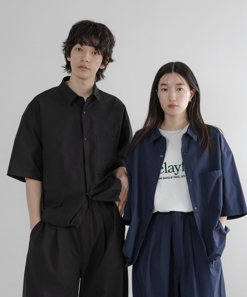 LOWRYS FARM（ローリーズファーム）の「SETUP可能【LFM(U)】DRYMIXショートシャツＳＳ　 658957（シャツ/ブラウス・メンズ・ネイビー/ベージュ/ブラック・LARGE/MEDIUM）」の18枚目の写真