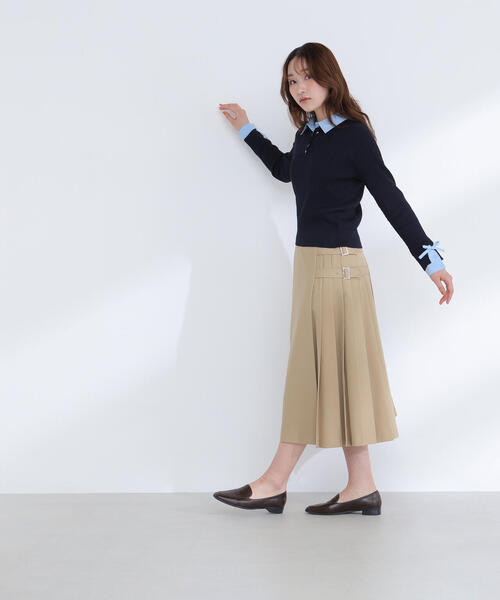 NATURAL BEAUTY BASIC(ナチュラルビューティーベーシック)の「【Oggi.jp掲載】サイドプリーツスカート(スカート・レディース・チャコールグレー/ベージュ・MEDIUM/SMALL)」の11枚目の写真