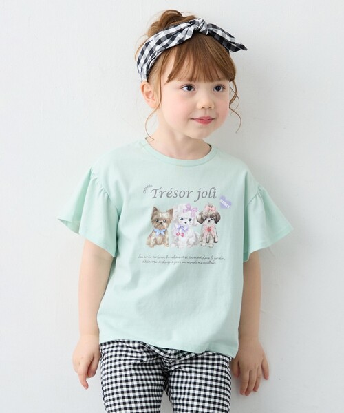 ANY(エニィ)の「【綿100%】ドロップショルダー アニマルプリントTシャツ(Tシャツ/カットソー・キッズ・ピンク系/ライトグリーン系/ライラック系・90/100/110/120/130)」の2枚目の写真