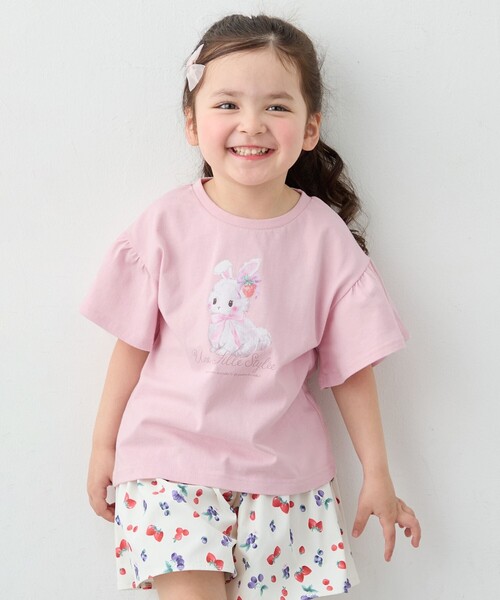 ANY(エニィ)の「【綿100%】ドロップショルダー アニマルプリントTシャツ(Tシャツ/カットソー・キッズ・ピンク系/ライトグリーン系/ライラック系・90/100/110/120/130)」の1枚目の写真