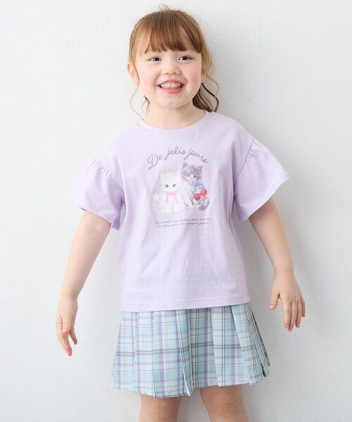 ANY(エニィ)の「【綿100%】ドロップショルダー アニマルプリントTシャツ(Tシャツ/カットソー・キッズ・ピンク系/ライトグリーン系/ライラック系・90/100/110/120/130)」の5枚目の写真