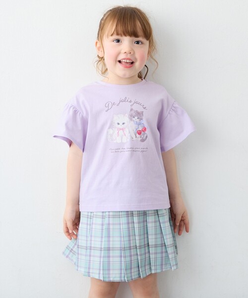 ANY(エニィ)の「【綿100%】ドロップショルダー アニマルプリントTシャツ(Tシャツ/カットソー・キッズ・ピンク系/ライトグリーン系/ライラック系・90/100/110/120/130)」の6枚目の写真