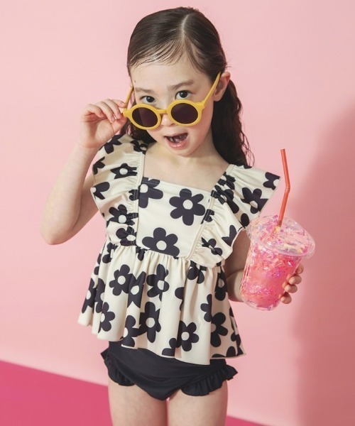 BRANSHES（ブランシェス）の「【水着 / SWIM】フリルタンキニ（水着・キッズ・ベージュ/パープル/オレンジ/イエロー/ラベンダー/カラフル/サーモンピンク/ピンク/ライトグリーン/エメラルド/ブラック/ライトピンク・110/100/90/140/130/120/150）」の12枚目の写真