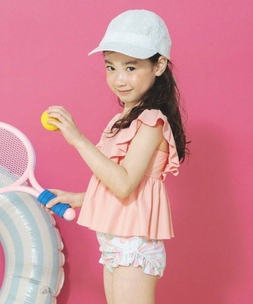 BRANSHES（ブランシェス）の「【水着 / SWIM】フリルタンキニ（水着・キッズ・ベージュ/パープル/オレンジ/イエロー/ラベンダー/カラフル/サーモンピンク/ピンク/ライトグリーン/エメラルド/ブラック/ライトピンク・110/100/90/140/130/120/150）」の13枚目の写真