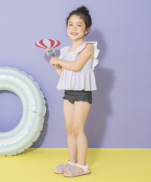 BRANSHES（ブランシェス）の「【水着 / SWIM】フリルタンキニ（水着・キッズ・ベージュ/パープル/オレンジ/イエロー/ラベンダー/カラフル/サーモンピンク/ピンク/ライトグリーン/エメラルド/ブラック/ライトピンク・110/100/90/140/130/120/150）」の16枚目の写真