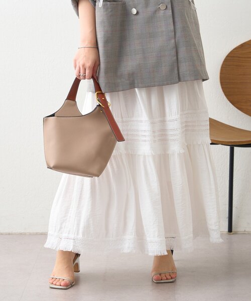 Remind me and forever(リマインドミーアンドフォーエバー)の「ティアードスカート(スカート・レディース・オフホワイト/ブラック/ナチュラル・FREE)」の6枚目の写真