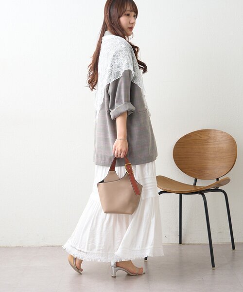 Remind me and forever(リマインドミーアンドフォーエバー)の「ティアードスカート(スカート・レディース・オフホワイト/ブラック/ナチュラル・FREE)」の10枚目の写真