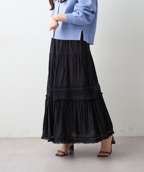 Remind me and forever(リマインドミーアンドフォーエバー)の「ティアードスカート(スカート・レディース・オフホワイト/ブラック/ナチュラル・FREE)」の16枚目の写真