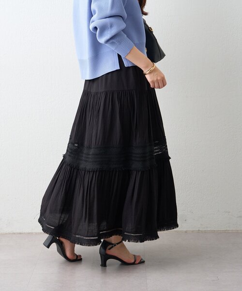 Remind me and forever(リマインドミーアンドフォーエバー)の「ティアードスカート(スカート・レディース・オフホワイト/ブラック/ナチュラル・FREE)」の17枚目の写真