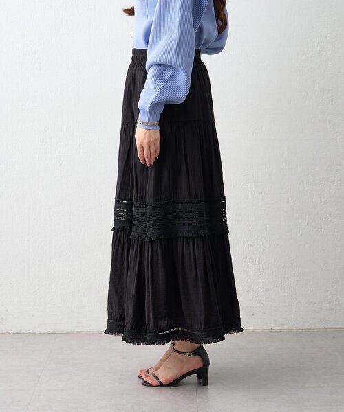 Remind me and forever(リマインドミーアンドフォーエバー)の「ティアードスカート(スカート・レディース・オフホワイト/ブラック/ナチュラル・FREE)」の21枚目の写真
