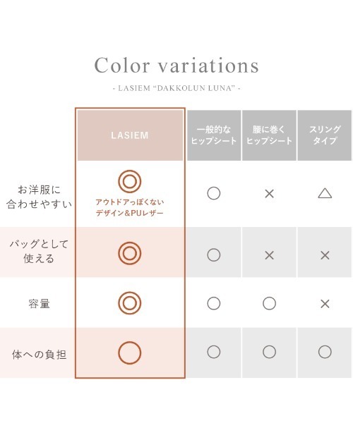 LASIEM(ラシエム)の「ヒップシート ショルダー 抱っこ紐 簡易スリング ベビースリング コンパクト 20kg ウエストポーチ 落下防止(抱っこ紐/ベルトカバー/スリング・レディース・ライトグレー/ブラック/グレー・FREE)」の19枚目の写真