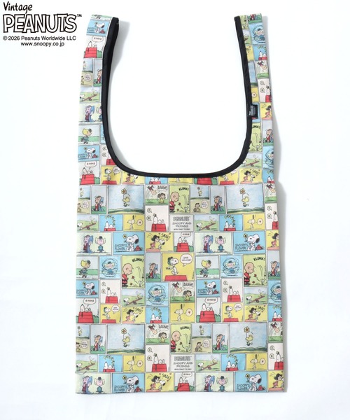 SNOOPY（スヌーピー）の「PEANUTS/ピーナッツコラボ FRUIT OF THE LOOM/フルーツオブザルーム スヌーピー 総柄 エコバッグ/トートバッグ/レディース メンズ（トートバッグ・レディース・チャコールグレー/アイボリー/イエロー・FREE）」の3枚目の写真