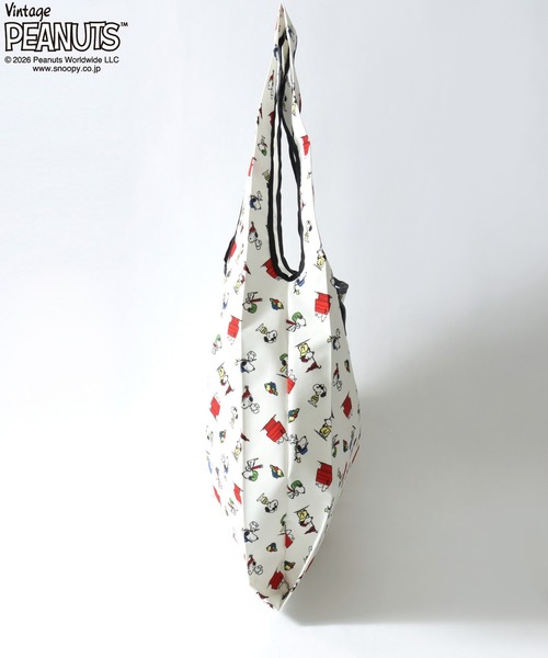 SNOOPY（スヌーピー）の「PEANUTS/ピーナッツコラボ FRUIT OF THE LOOM/フルーツオブザルーム スヌーピー 総柄 エコバッグ/トートバッグ/レディース メンズ（トートバッグ・レディース・チャコールグレー/アイボリー/イエロー・FREE）」の9枚目の写真