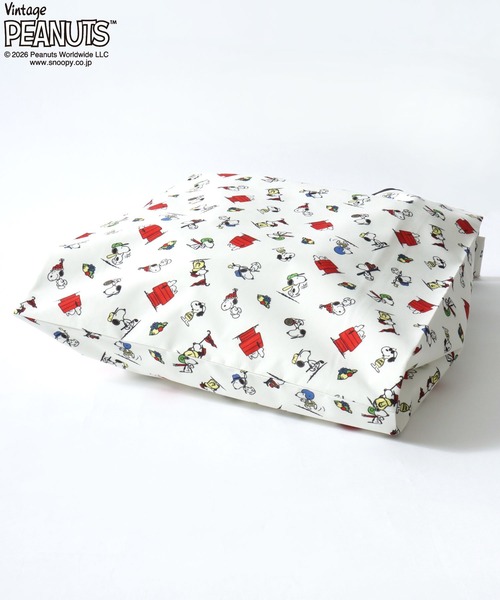 SNOOPY（スヌーピー）の「PEANUTS/ピーナッツコラボ FRUIT OF THE LOOM/フルーツオブザルーム スヌーピー 総柄 エコバッグ/トートバッグ/レディース メンズ（トートバッグ・レディース・チャコールグレー/アイボリー/イエロー・FREE）」の10枚目の写真