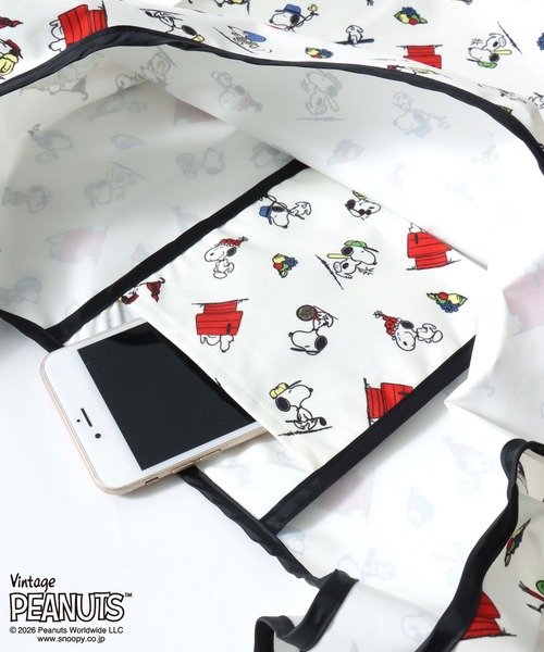 SNOOPY（スヌーピー）の「PEANUTS/ピーナッツコラボ FRUIT OF THE LOOM/フルーツオブザルーム スヌーピー 総柄 エコバッグ/トートバッグ/レディース メンズ（トートバッグ・レディース・チャコールグレー/アイボリー/イエロー・FREE）」の14枚目の写真