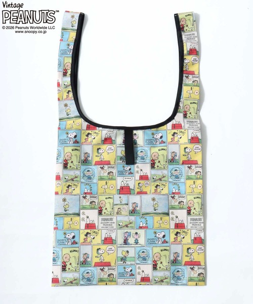 SNOOPY（スヌーピー）の「PEANUTS/ピーナッツコラボ FRUIT OF THE LOOM/フルーツオブザルーム スヌーピー 総柄 エコバッグ/トートバッグ/レディース メンズ（トートバッグ・レディース・チャコールグレー/アイボリー/イエロー・FREE）」の6枚目の写真