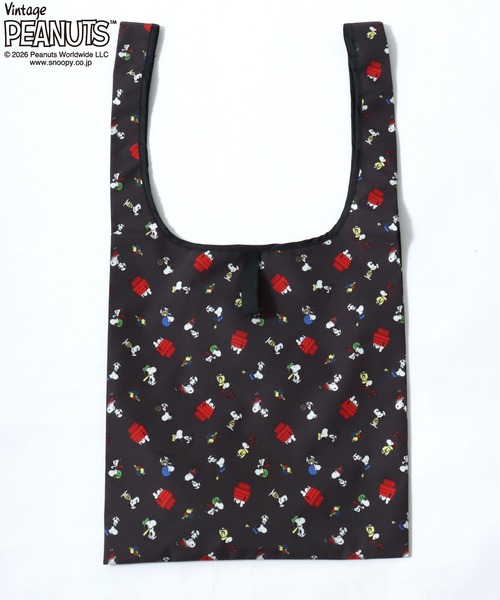 SNOOPY（スヌーピー）の「PEANUTS/ピーナッツコラボ FRUIT OF THE LOOM/フルーツオブザルーム スヌーピー 総柄 エコバッグ/トートバッグ/レディース メンズ（トートバッグ・レディース・チャコールグレー/アイボリー/イエロー・FREE）」の5枚目の写真