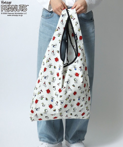SNOOPY（スヌーピー）の「PEANUTS/ピーナッツコラボ FRUIT OF THE LOOM/フルーツオブザルーム スヌーピー 総柄 エコバッグ/トートバッグ/レディース メンズ（トートバッグ・レディース・チャコールグレー/アイボリー/イエロー・FREE）」の20枚目の写真