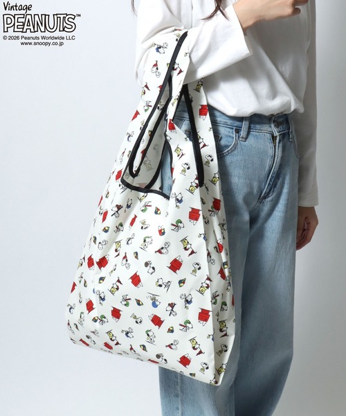 SNOOPY（スヌーピー）の「PEANUTS/ピーナッツコラボ FRUIT OF THE LOOM/フルーツオブザルーム スヌーピー 総柄 エコバッグ/トートバッグ/レディース メンズ（トートバッグ・レディース・チャコールグレー/アイボリー/イエロー・FREE）」の21枚目の写真