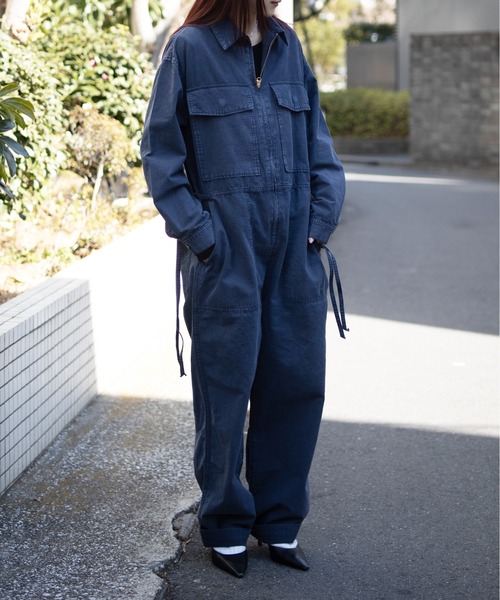 UNIVERSAL OVERALL(ユニバーサルオーバーオール)の「VINTAGE JUMP SUIT/ジャンプスーツ(つなぎ/オールインワン・レディース・ベージュ/ブルー系その他/チャコールグレー・F)」の14枚目の写真