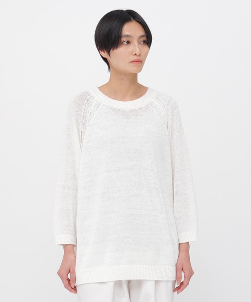美品✨25SS マーガレットハウエル ボーダーニット リネンコットン マーガレットハウエル スコットランド製 麻 綿 ボーダー ロールネック
