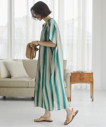 コットン スラブ マルチストライプ シャツワンピース / 夏服