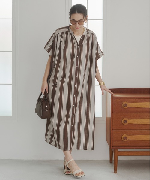 ANGIE(アンジー)の「コットン スラブ マルチストライプ シャツワンピース / 夏服(ワンピース・レディース・ブラウン系その他/ブラック系その他/グリーン系その他・FREE)」の20枚目の写真