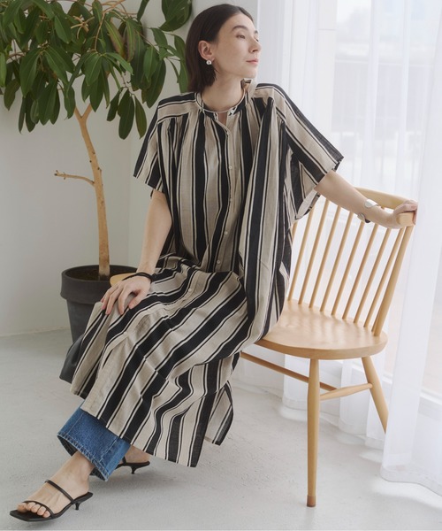 ANGIE(アンジー)の「コットン スラブ マルチストライプ シャツワンピース / 夏服(ワンピース・レディース・ブラウン系その他/ブラック系その他/グリーン系その他・FREE)」の16枚目の写真