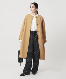 【WEB限定】コットンナイロン ツイルノーカラーコート