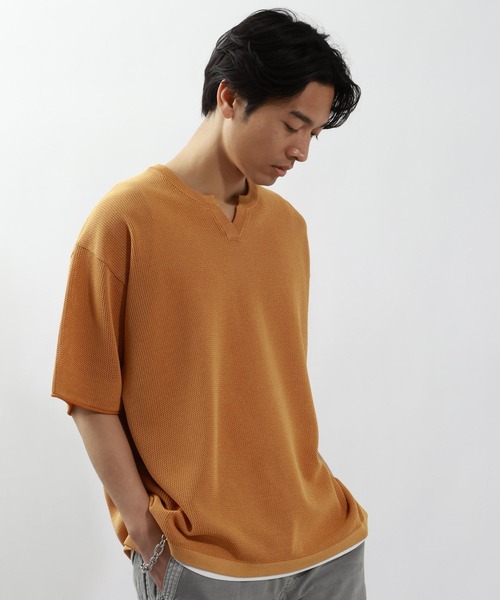 BAYFLOW（ベイフロー）の「[セットでお得!]メッシュレイヤードニットプルオーバー（Tシャツ/カットソー・メンズ・ネイビー/オレンジ/グリーン/チャコール・MEDIUM/LARGE）」の21枚目の写真