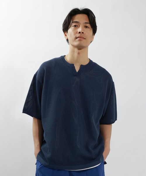 BAYFLOW（ベイフロー）の「[セットでお得!]メッシュレイヤードニットプルオーバー（Tシャツ/カットソー・メンズ・ネイビー/オレンジ/グリーン/チャコール・MEDIUM/LARGE）」の16枚目の写真