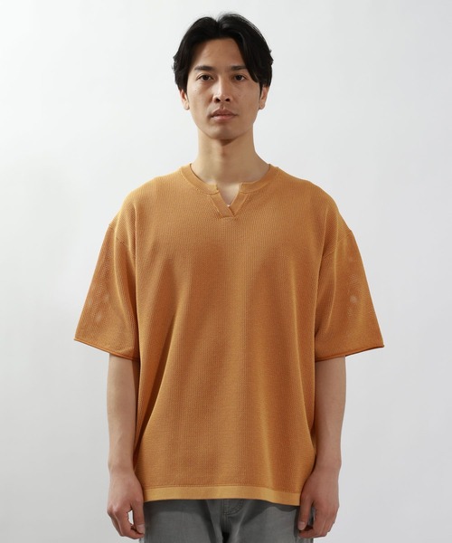 BAYFLOW（ベイフロー）の「[セットでお得!]メッシュレイヤードニットプルオーバー（Tシャツ/カットソー・メンズ・ネイビー/オレンジ/グリーン/チャコール・MEDIUM/LARGE）」の18枚目の写真