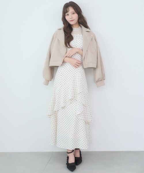 MAJESTIC LEGON(マジェスティックレゴン)の「ウエストきゅっとオフショルワンピ(ワンピース・レディース・ブルー系その他2/グレー系その他/ホワイト系その他2・MEDIUM/SMALL)」の7枚目の写真