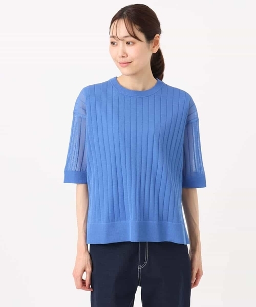 MK MICHEL KLEIN(エムケーミッシェルクラン)の「ワイドリブシアーニット×タンクトップ ツインセット/洗える(ニット/セーター・レディース・ブルー/カーキ/ネイビー・38)」の22枚目の写真