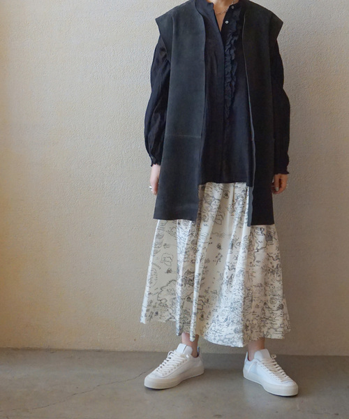 JOURNAL STANDARD LUXE（ジャーナルスタンダード　ラックス）の「ハイツイストガーゼ Wフリルブラウス（シャツ/ブラウス・レディース・ブラック/ホワイト×ホワイト・FREE）」の5枚目の写真