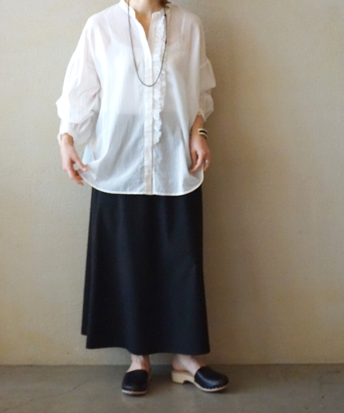 JOURNAL STANDARD LUXE（ジャーナルスタンダード　ラックス）の「ハイツイストガーゼ Wフリルブラウス（シャツ/ブラウス・レディース・ブラック/ホワイト×ホワイト・FREE）」の3枚目の写真